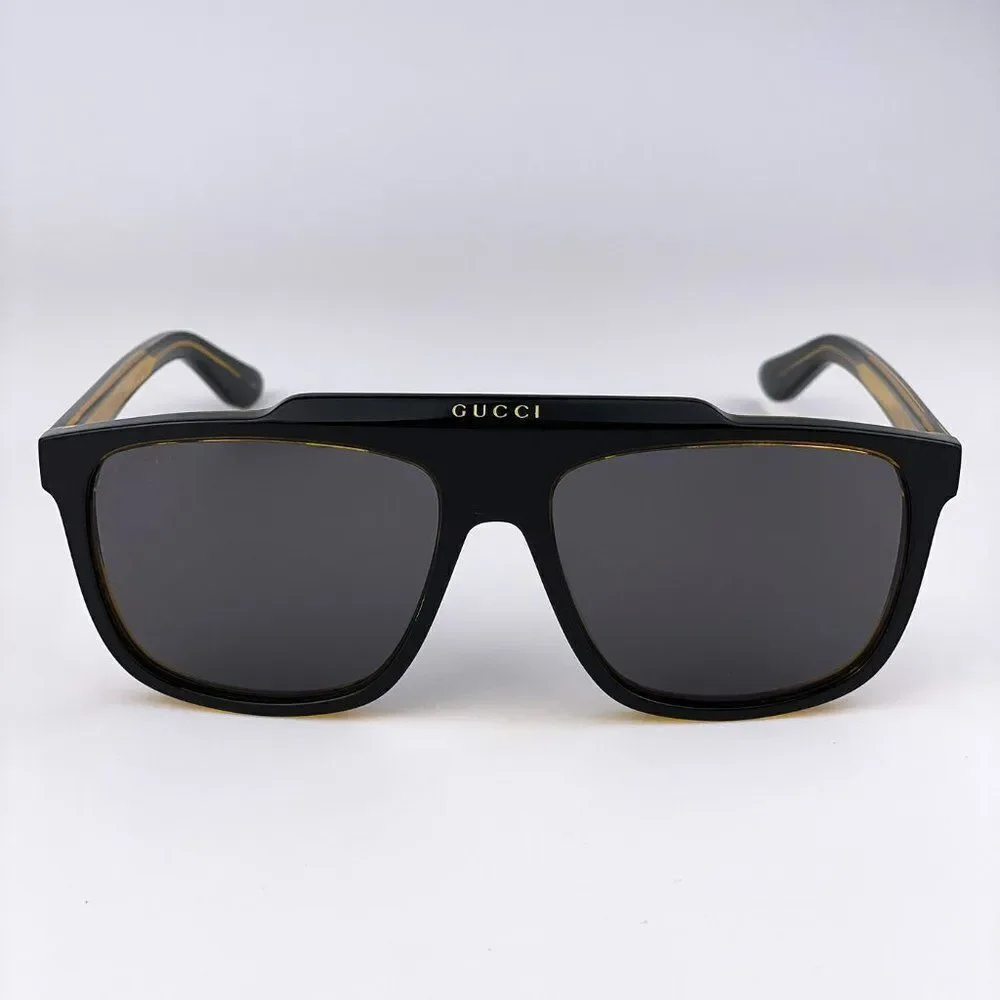NEW GUCCI GG1039S 001 Black/Yellow Gray Aviator Plastic Men Sunglasses